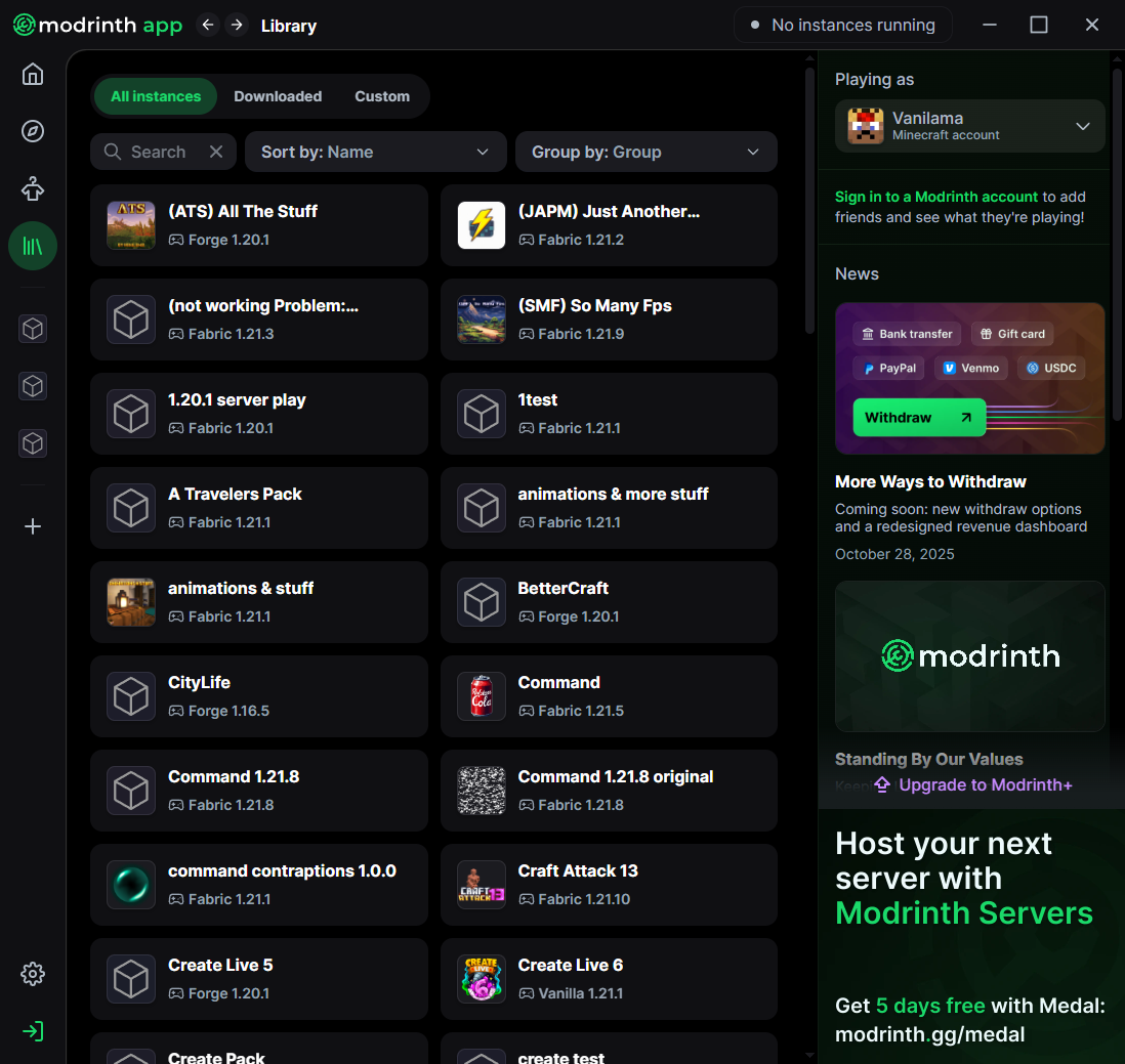 Open newly created modpack